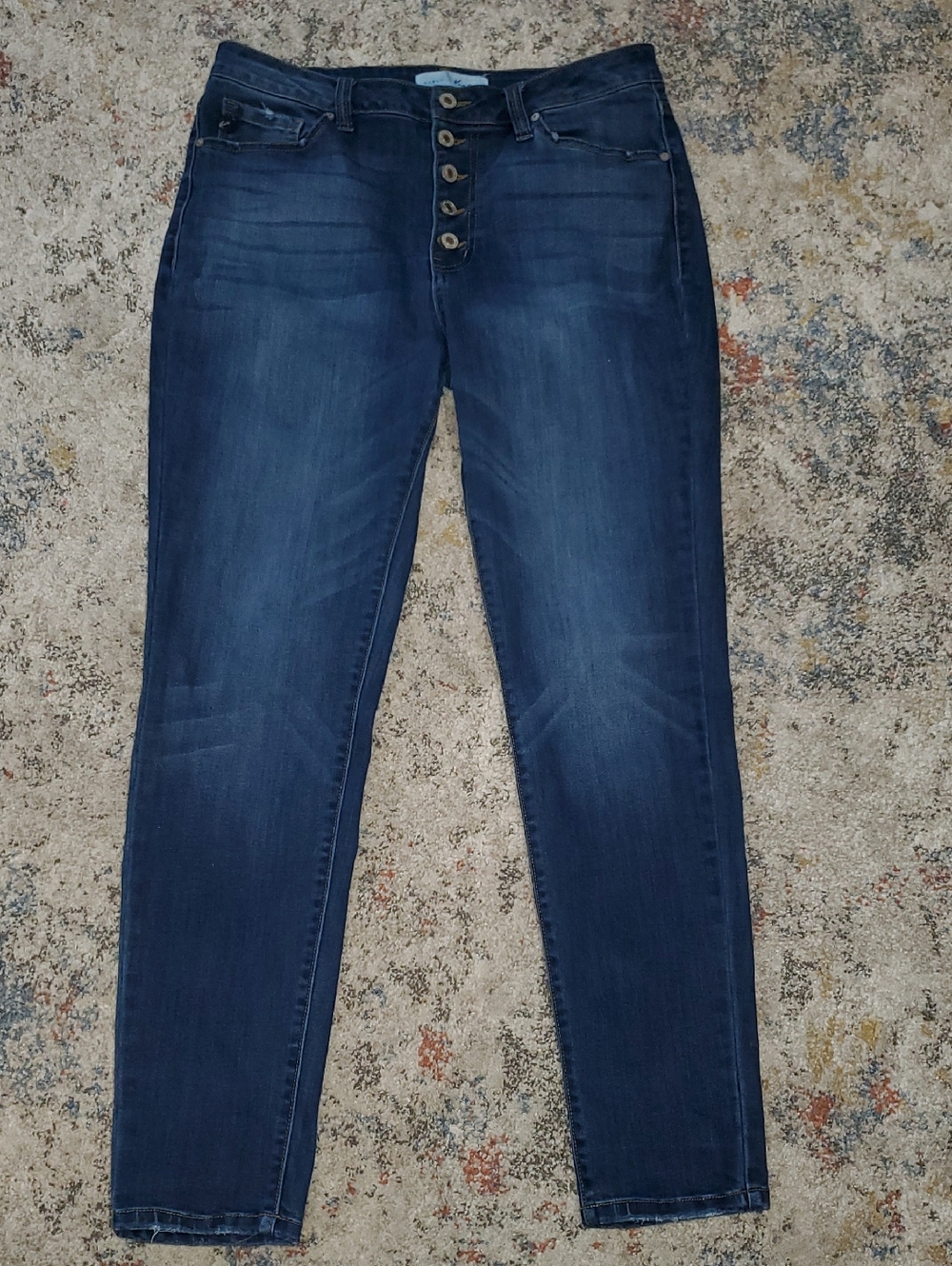 KanCan Women's Dark Blue Skinny Button-Fly Jeans